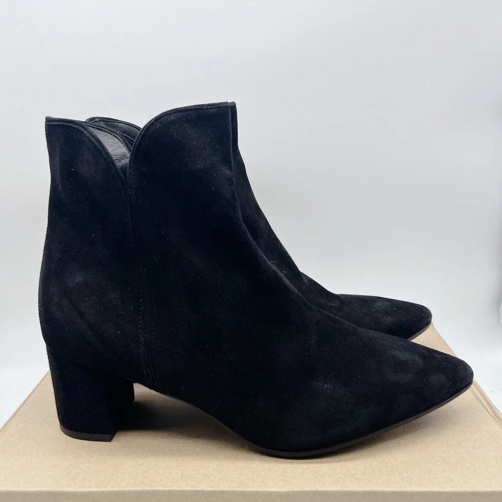 $496 Aquatalia Kaylani Women's Ankle Boots Bootie Pointed Toe Black Suede US 12 - Picture 5 of 12